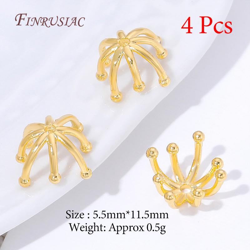 Multiple Styles 18K Gold Plated Beads Caps For Jewelry Making,Brass Flowers Caps For Bracelets DIY Accessories,Tassel End Cap