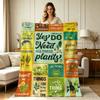 All Season Flannel Blanket with Plant Lover Quote Collage Print Soft Warm Throw Blanket for Sofa Couch Bedroom Living Room Home Decor