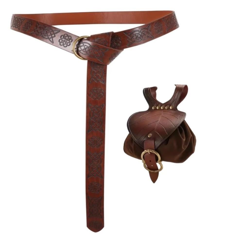 Mittelalterliche Gürteltasche aus Kunstleder Wikinger Hüfttasche Set Kostüm Cosplay Zubehör