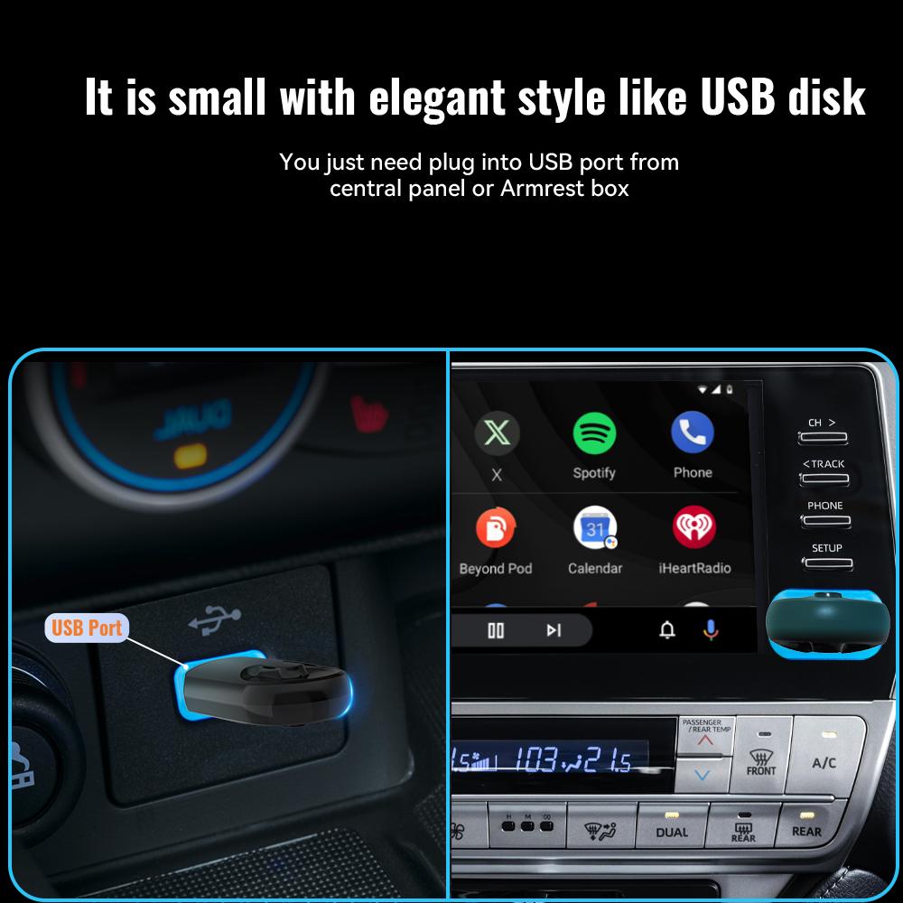 XUDA 2025 New Mini 2-in-1 Wireless CarPlay Adapter, Wired To Wireless CarPlay and Android Auto Smart Box, Stable Transmission