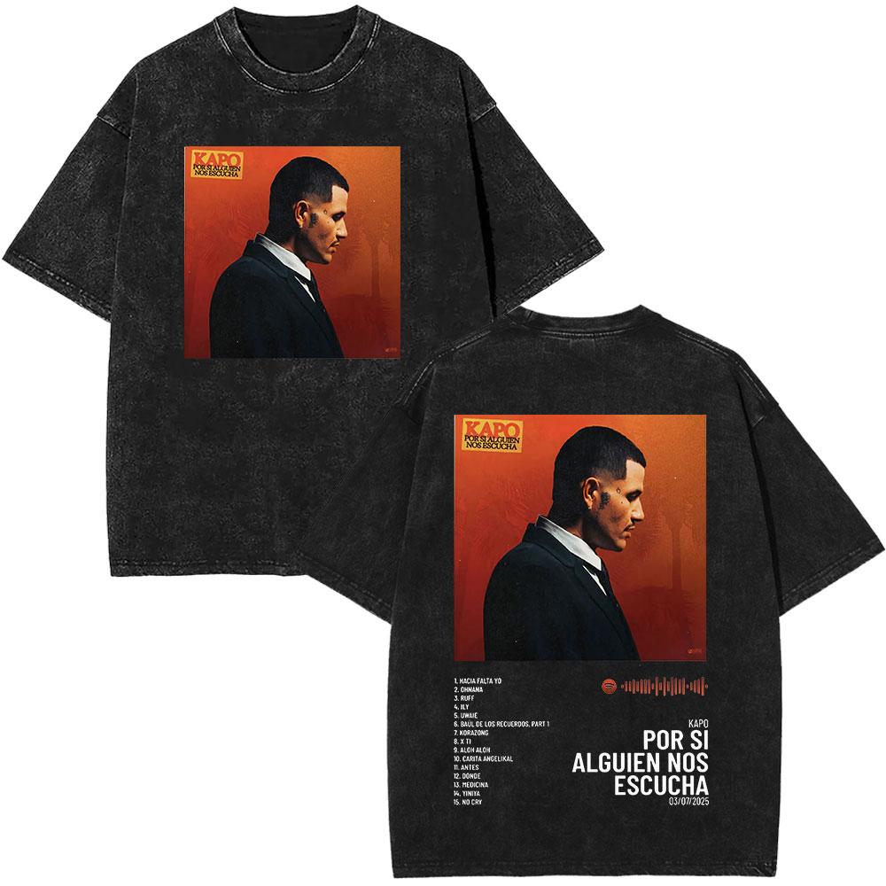 Rapper Kapo Por Si Alguien Nos Escucha Album Tour Print Tees Men Women Fashion Hiphop Loose Casual Washed Vintage TShirts