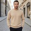 2026 Men's Autumn Jacquard Casual Round Neck Top - European and American Style