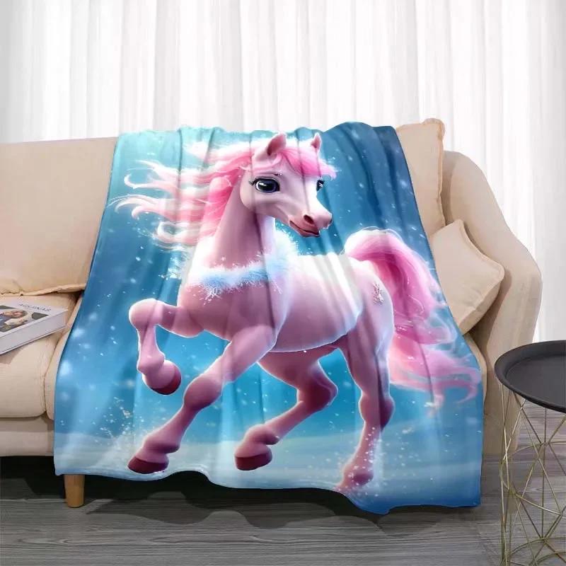 3D Tier Pferdemuster Heimdecke Einhornmuster Schlafzimmer Wohnzimmer Dekoration Picknickdecken für Kinderzimmer Bett Geschenk