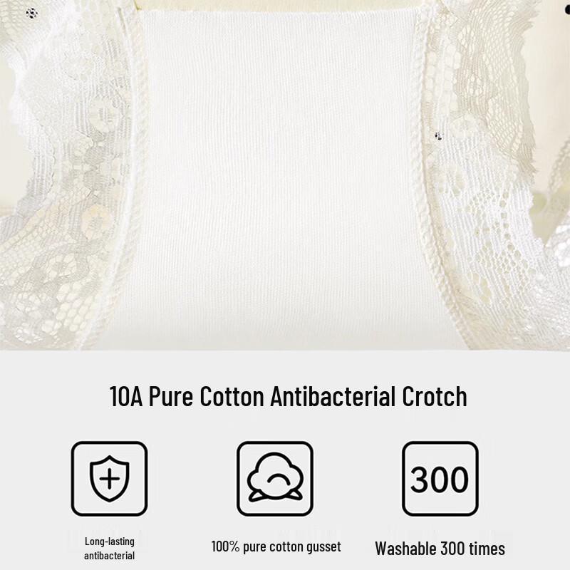 FitonTon Women's Ice Silk Lace Mid-Rise Briefs with Antibacterial Crotch - 4-Pack