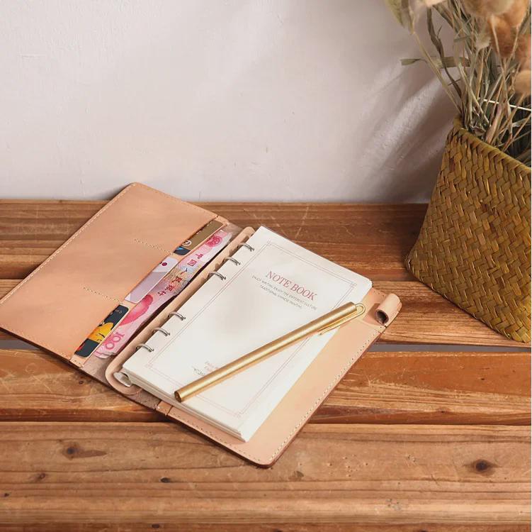 A6 Retro Business Zápisník z pravé kůže - Rostlinně činěná, Ručně vyráběná, Diář s volnými listy