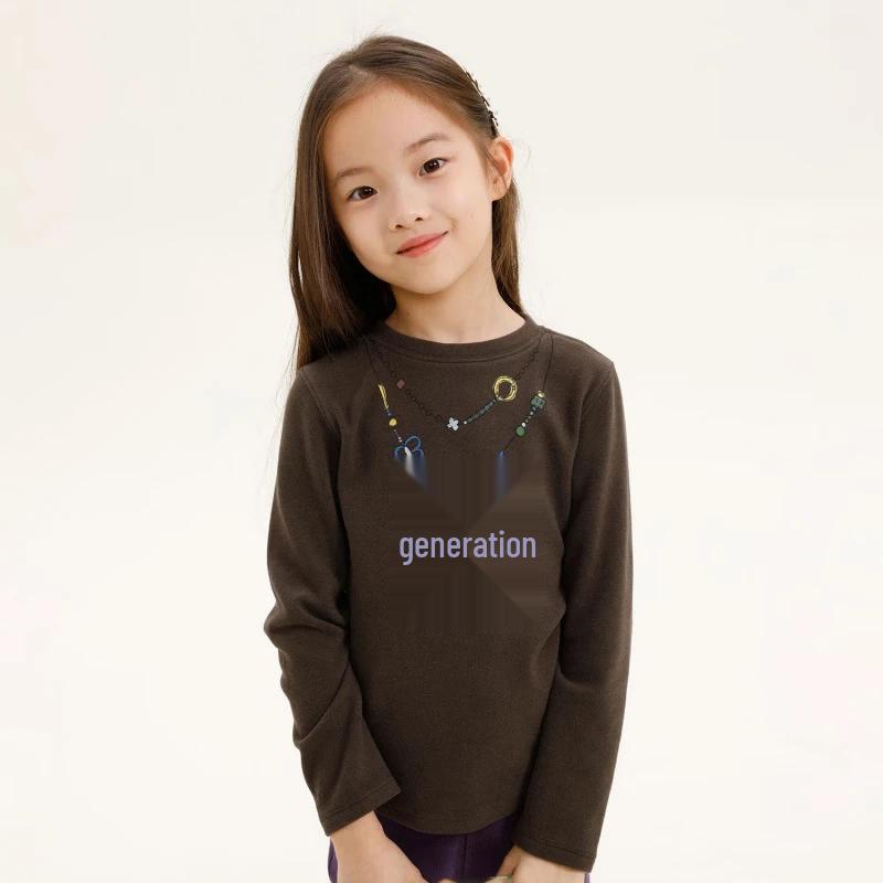 Najie Kids Anti-Static Warm Fleece Long-Sleeve T-Shirt 140