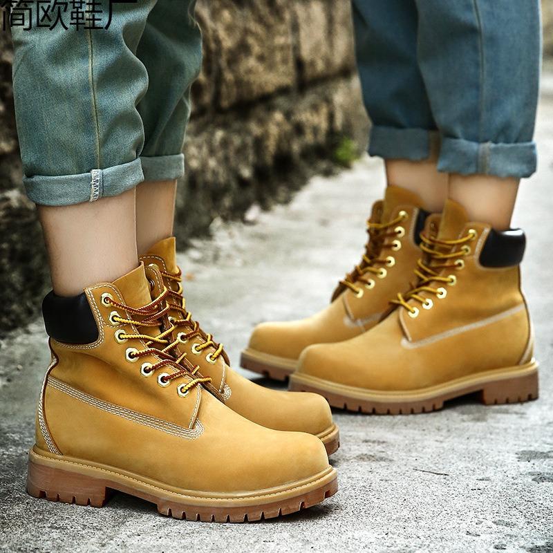 Versatile New Couple Shoes Cowhide Beef Tendon Sole Production Martin Boots Youth Leisure Urban Leather Shoes Big