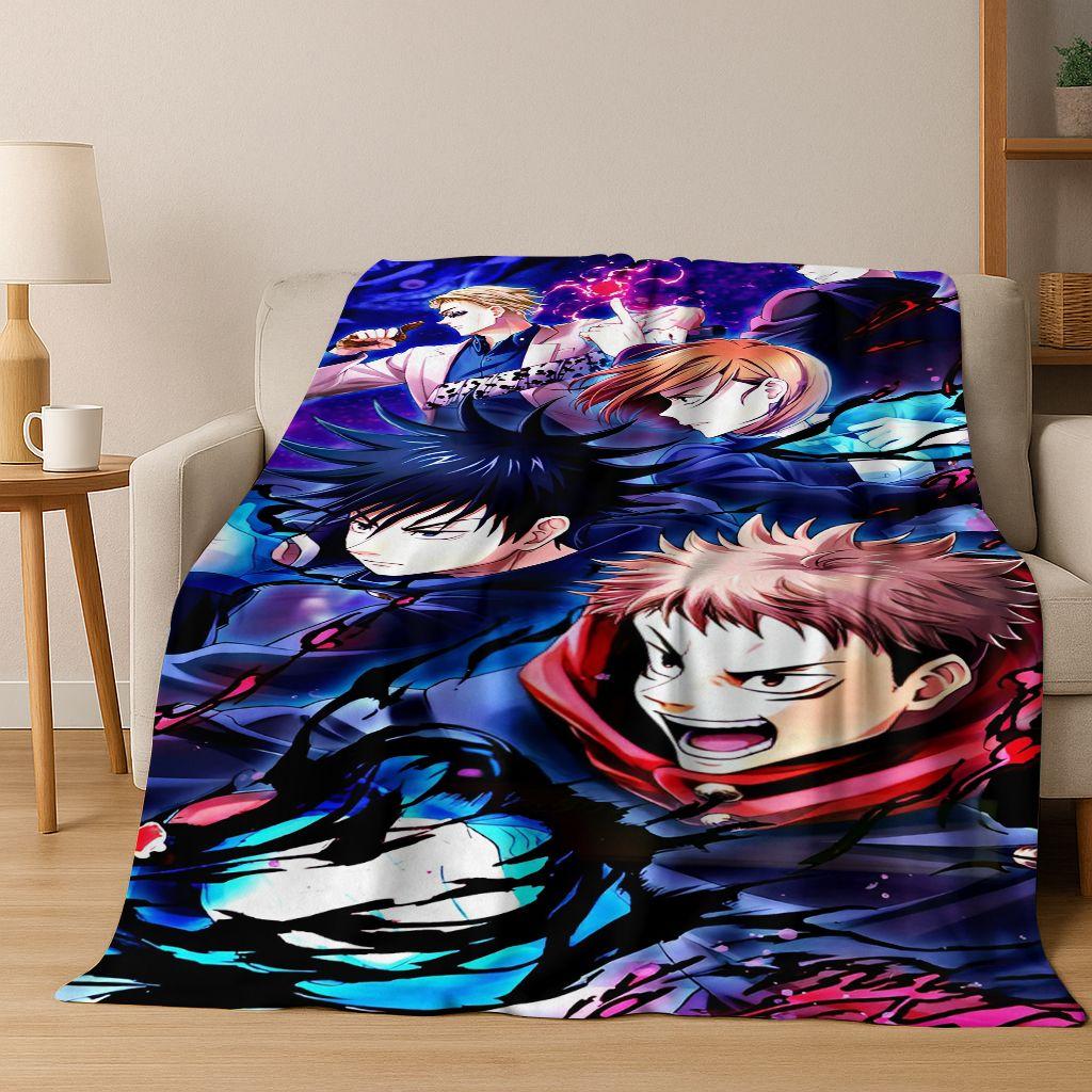 Anime Jujutsu Kaisen Yuji Satoru Cartoon Flanelldecke, Gemütliche Weiche Überwurfdecke für Zuhause Schlafzimmer Bett Sofa Picknick Abdeckung Geschenk Kind