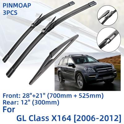 3PCS para Benz GL Class X164 2006-2012 28" 21" 12" lâminas de limpador de para-brisa dianteiro traseiro acessórios de cortador de janela de para-brisa 2008 2009 2010 2011 2012