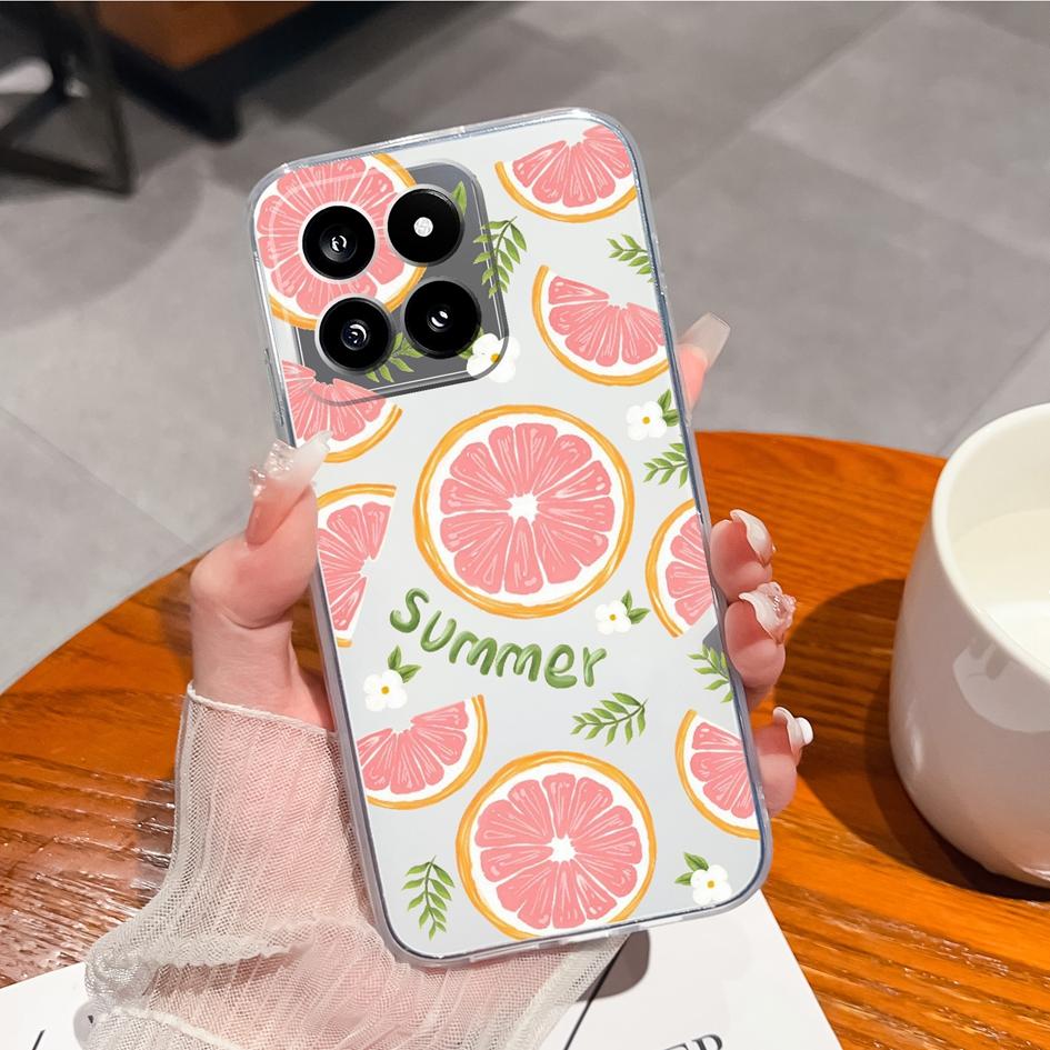 Phone Case Cover For Xiaomi Poco X6 F5 14 Pro C50 C51 Capa Fruit Pattern High Quality TPU Soft Silicone Shockproof Transparent Bumper For Xiaomi Shell