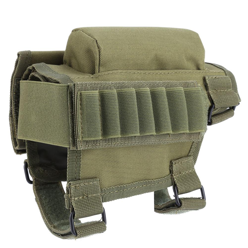 Nylon Butt Stock Rifle Ammo Pouch Shotgun Holder Cheek Rest (Army Green)