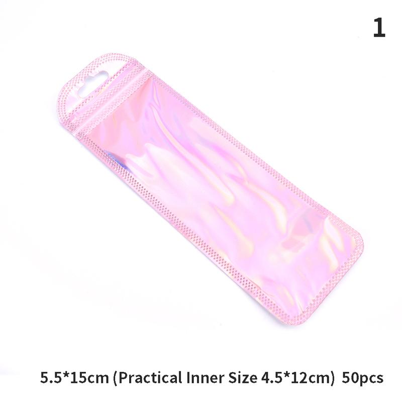 50 Stück/Packungen Wiederverschließbare Holographische Beutel Niedliche Wimpernverpackungsbeutel Für Lipgloss Wimpernfolie Kleine Ziplock-Beutel