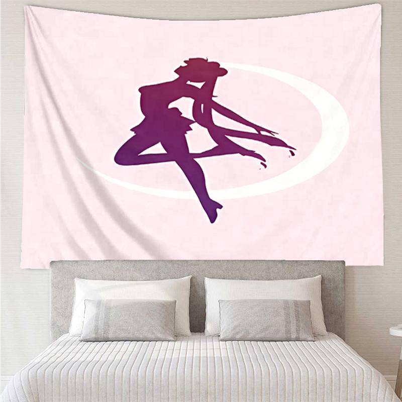 Sailor-Moon Print Tapestry, Backdrop, Easy Setup, Ideal for Bedroom, Office & Living Room, with Aesthetic Wall Hanging Decor.