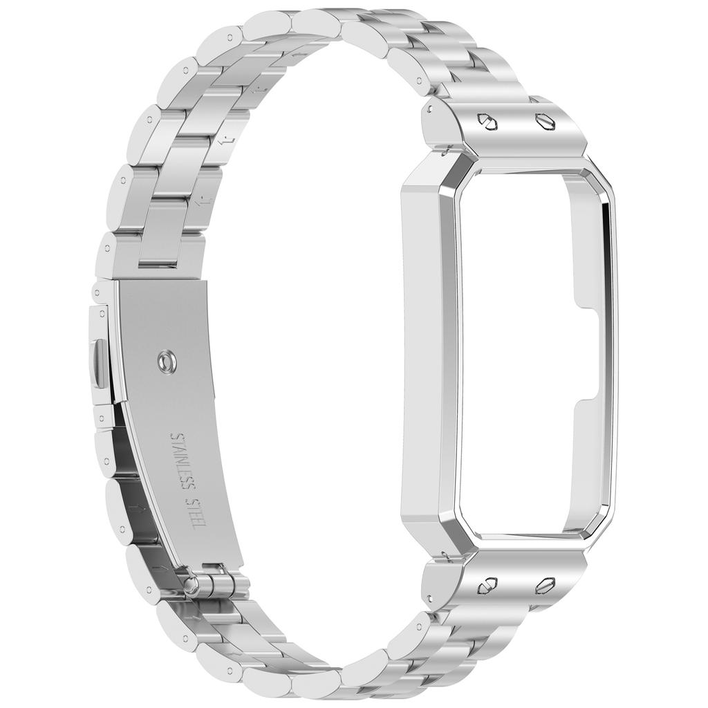 Metal Frame for Huawei Band 10/10 NFC/9/9 NFC/8/8 NFC Watch Case Integrated Three Bead Stainless Steel Strap