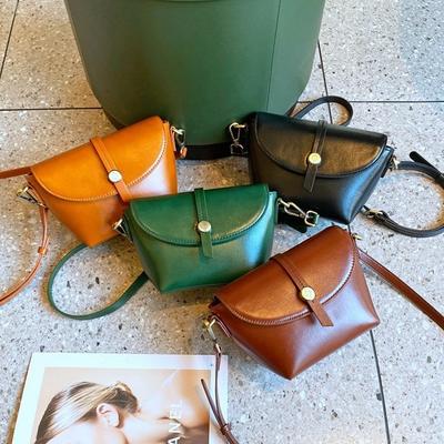 Summer Fashion and High-end Leather Women's Bag, Top Layer Leather Small Bag, Vegetable-tanned Leather Crossbody Single-shoulder Bag