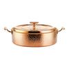 Copper Chafing Dish Hammered Ramen Soup Casserole Pan Lid Multifunctional Even Heating Suitable for