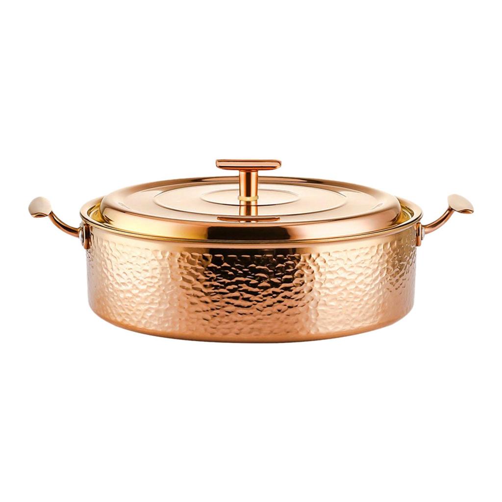 Copper Chafing Dish Hammered Ramen Soup Casserole Pan Lid Multifunctional Even Heating Suitable for