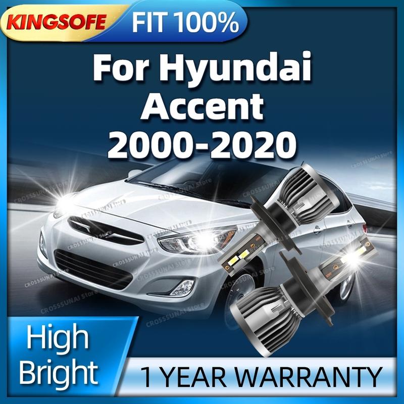 2 шт. Светодиодная фара 30000 лм H4 Автомобильная лампа для Hyundai Accent 2000-2020 2009 2010 2011 2012 2013 2014 Блок фар HiLo Canbus Лампочки Accent 2000-2020