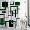 Fabric Geometric Shower Curtain, Mid-Century Modern Geometric  Herringbone Chevron Blue Black Gray Square Bathroom Decoration