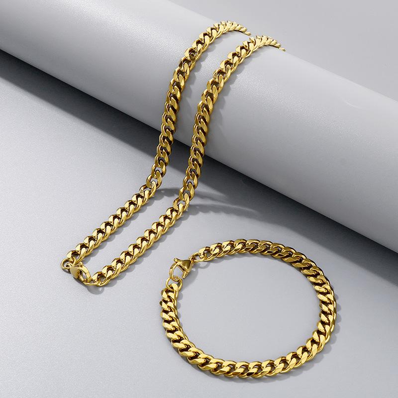 Halskette aus Titanstahl mit dicker Hip-Hop-Kette, Edelstahl sechsseitig geschliffene Kette mit Kettenschmuck