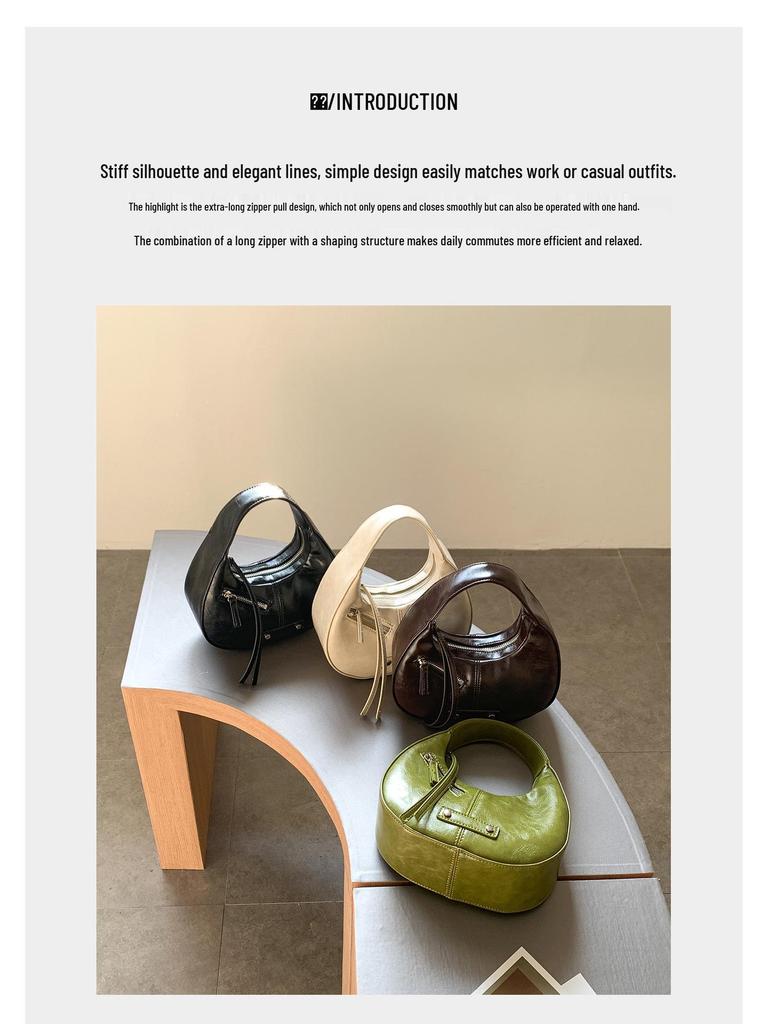Spring Summer Crescent PU Leather Bag - Korean Style Versatile Tote for Women