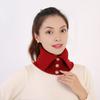 Yousheng Fake Collar Scarf Soft Velvet Thickened Winter Scarf Windproof Solid Color Buttons Closure Knitting Collar Decorative Scarf
