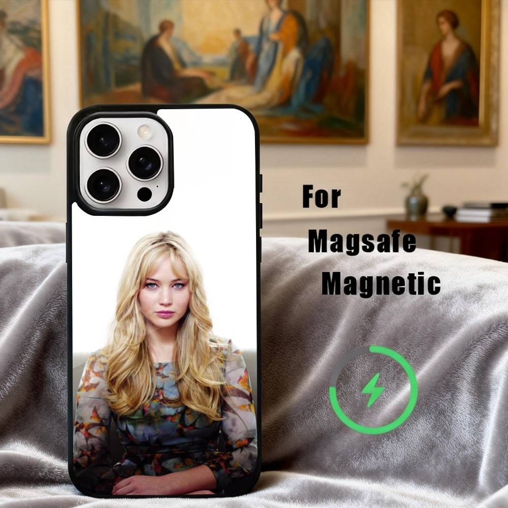 enchanting J-Jennifer Lawrence Actress Phone Case For iPhone17,16,15,14,13,12,11 Plus,For Magnetic Wireless Charge Cover iPhone15PRO