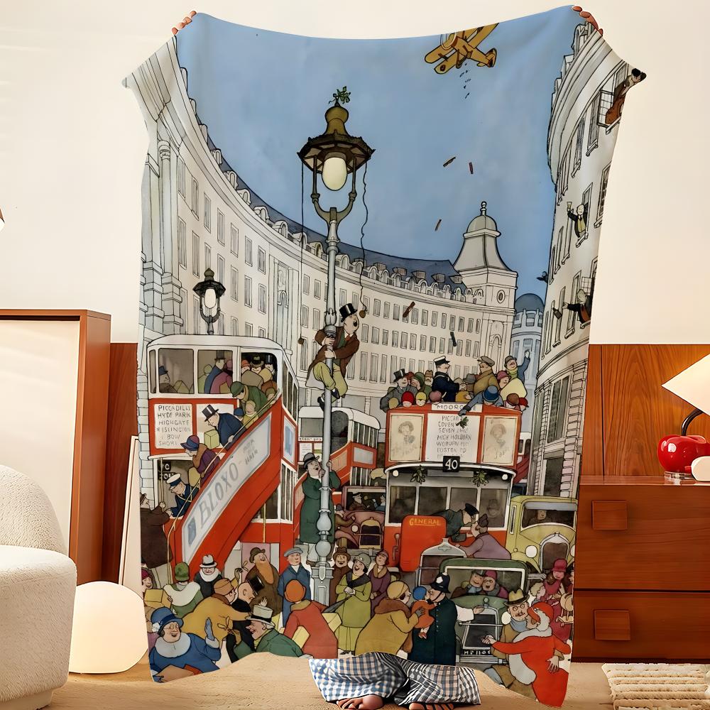 Artist W-William H-Heath R-Robinson Throw Flannel Throw Blanket, Lightweight Cozy, Durable Washable cute Cool