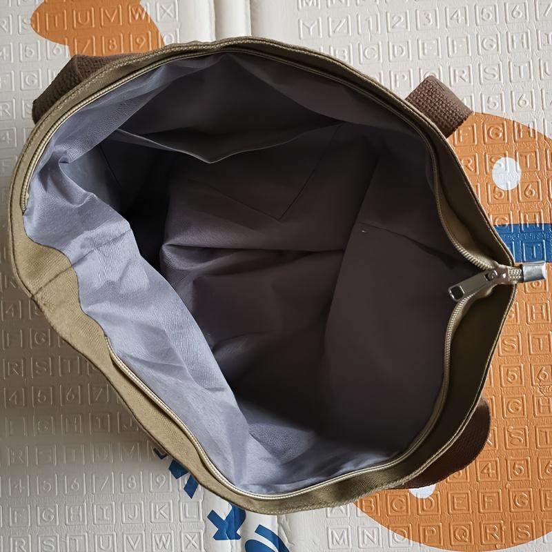 Damen Leinwand-Tragetasche Modisch Geräumig Langlebig Schultertasche mit Reißverschluss und Klassischem Design Perfekt für die Arbeit
