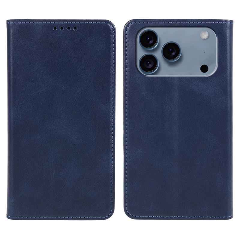 For iPhone 17 Pro Case Strong Magnetic PU Leather Phone Cover Calf Texture