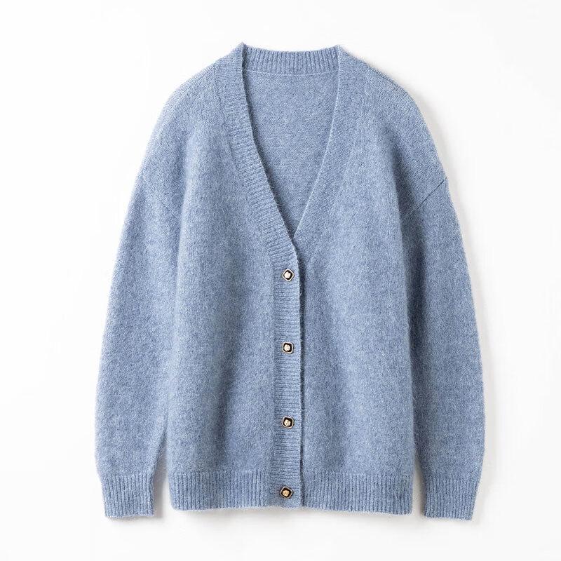 Women's V-Neck Retro Knit Cashmere Cardigan