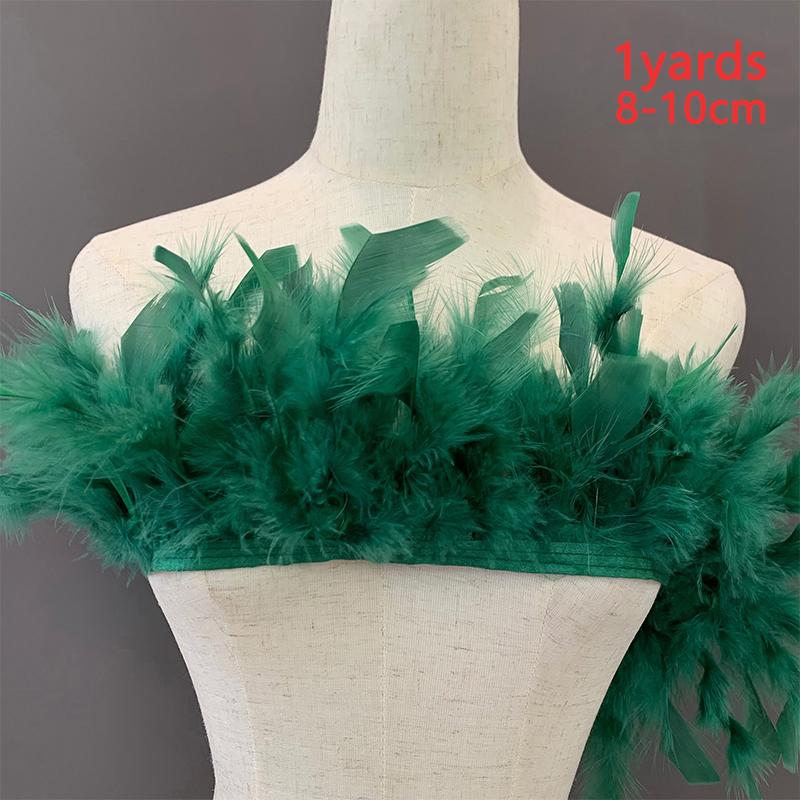 1Yard Feather 8-10cm Fringe Strip For Sewing Turkey Crafts Party 0.91Meter/Pack Bulk Blue Black White Ribbon Long Clothing Trim