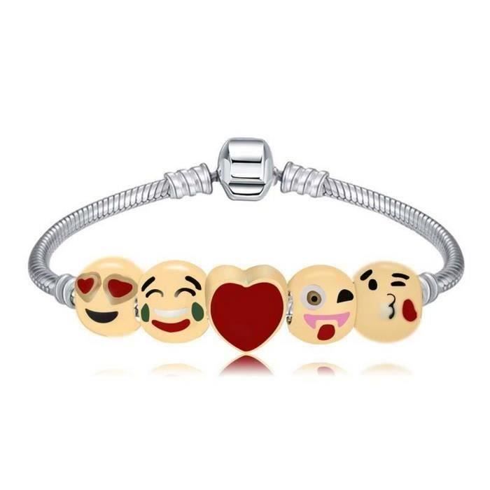 5 Perlen Stilvolles Emoji-Armband beige