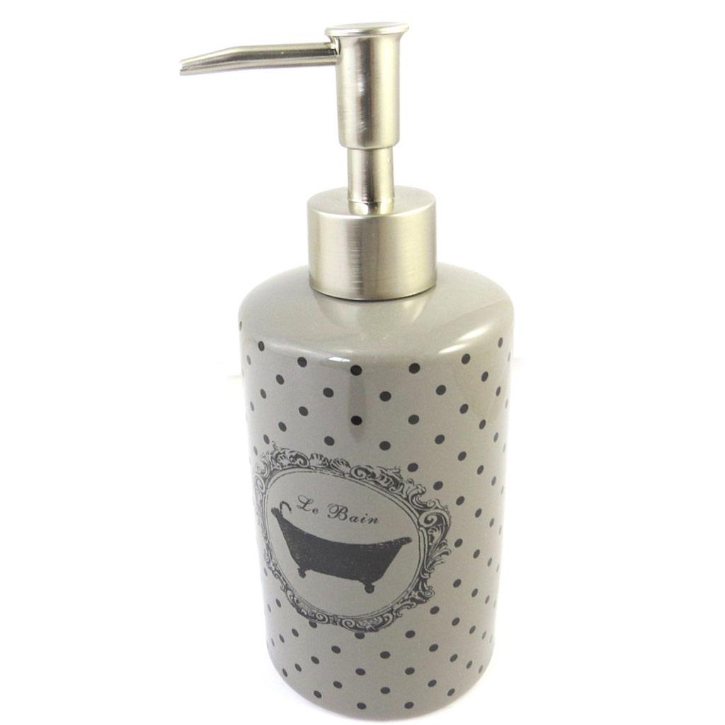 Les Trésors De Lily [M4905] - Seifenspender „Le Bain“ aus taupefarbener Keramik (Retro)
