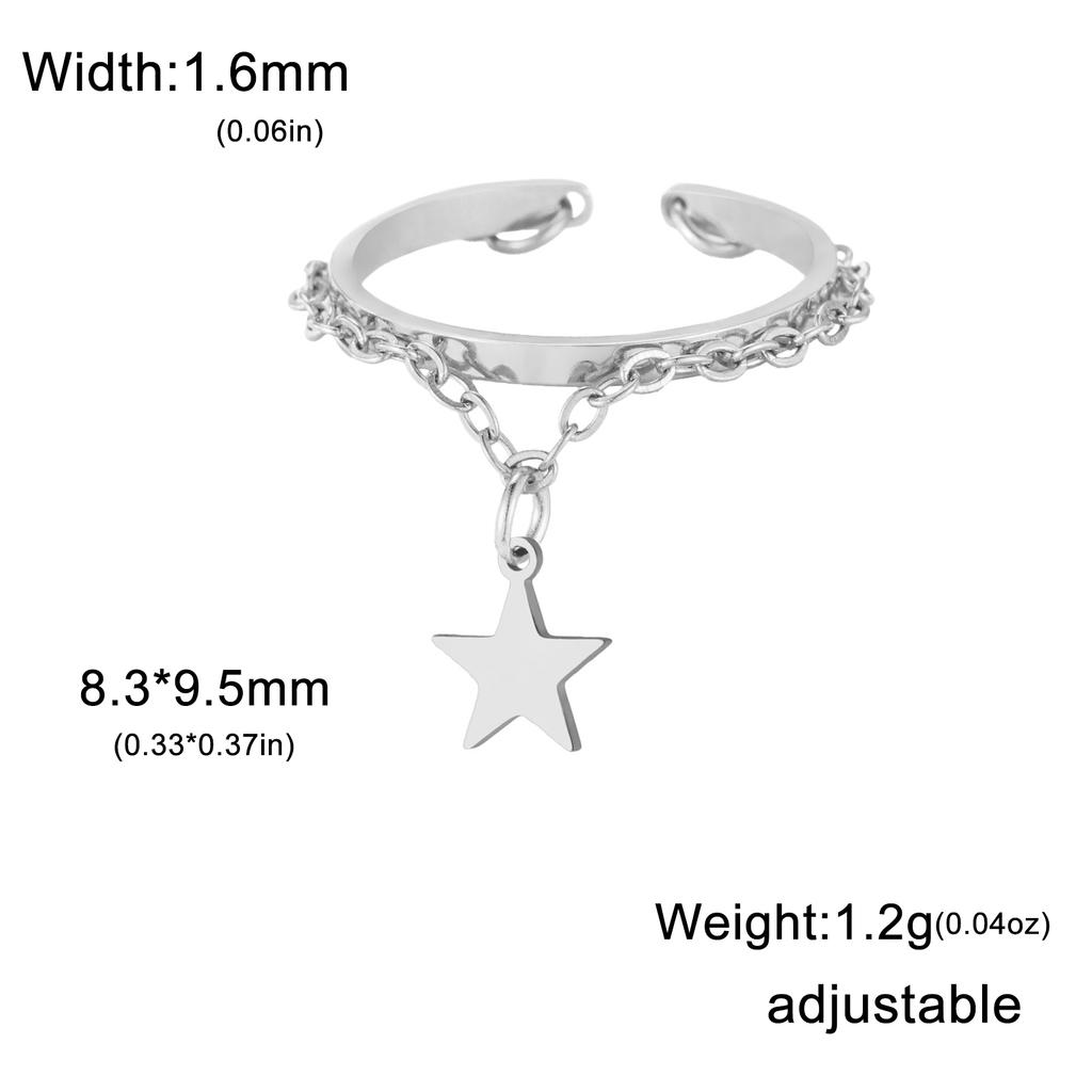 Lemegeton Open Ring for Couple Small Charm Zircon Stainless Steel Chain Accessories Heart Zircon Beauty Fried Dough Twists New