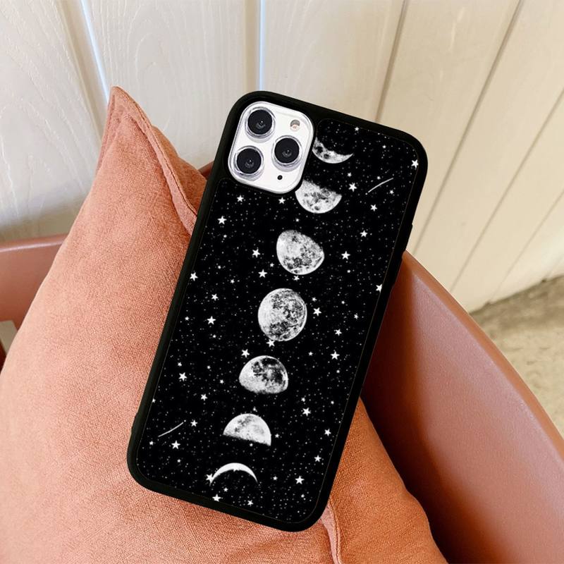 Himmel Weltraum Planet Mond Sterne Handyhülle Silikon PC+TPU Hülle für iPhone 11 12 13 Pro Max 8 7 6 Plus X SE XR Hart Fundas