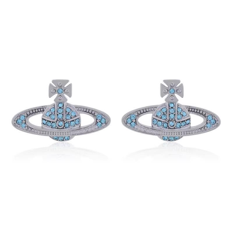 Eleganti Orecchini a Bottone Saturno con Strass per Donna - Design di Nicchia Light Luxury
