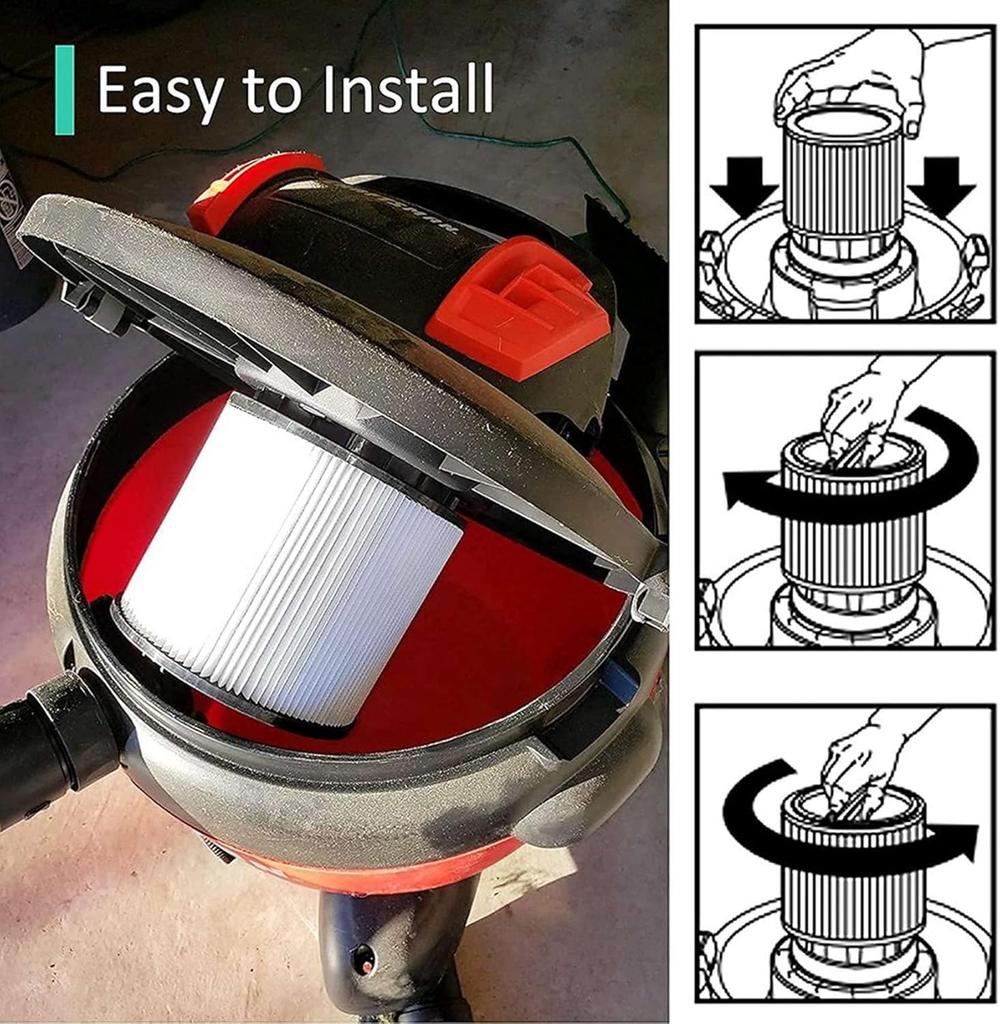 Filtro di ricambio per filtri Shop Vac 90304 90333 90350 Adatto alla maggior parte degli aspirapolvere Shop-Vac Wet/Dry da 5 galloni e oltre