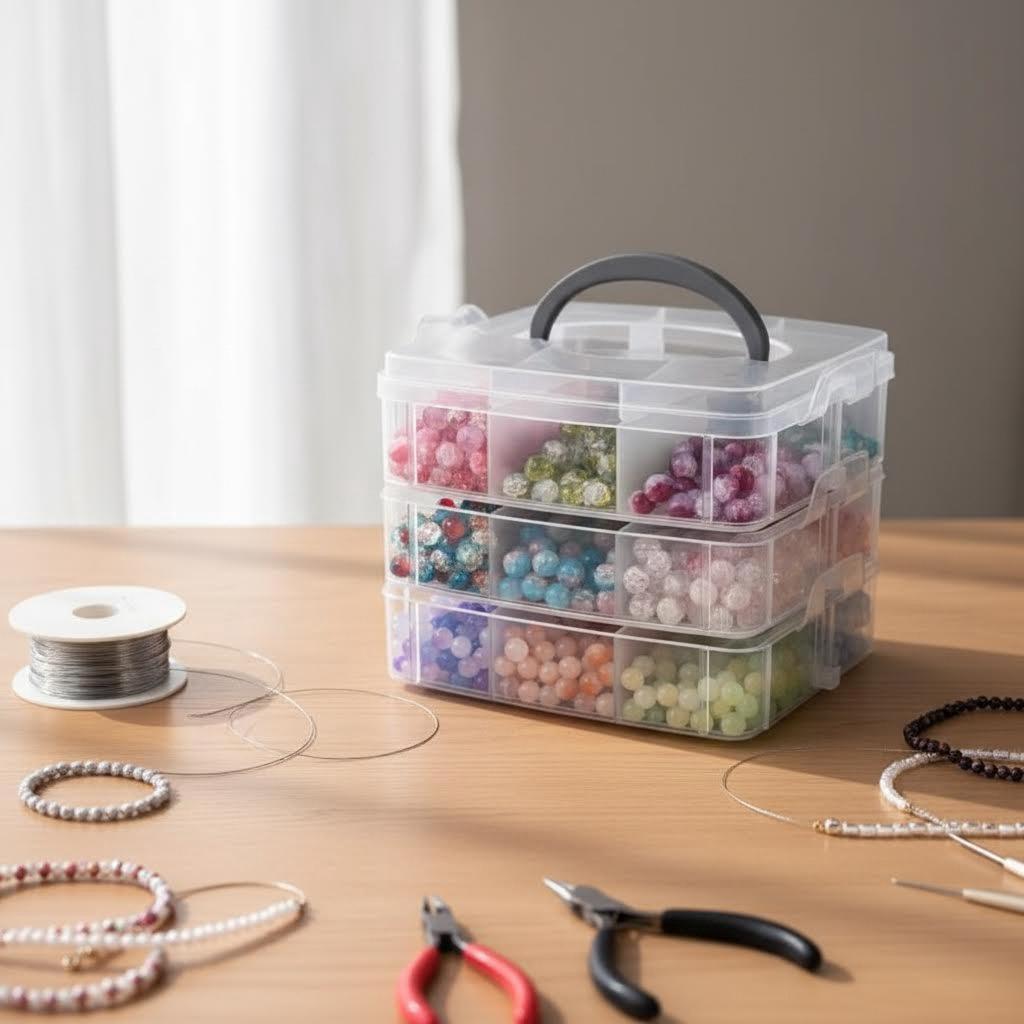Transparent Adjustable Stackable Compartment Slot Plastic Storage Box For Organizing Toys Jewelry