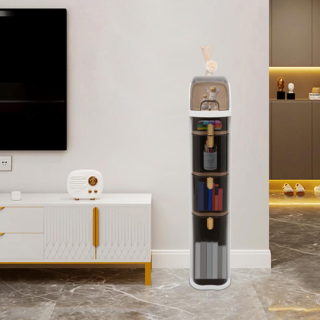 Bymaocar 4-Tier Free Standing Toilet Holder and Storage Bathroom Floor Cabinet Organizer Plastic Narrow Slim Cabinet With Wheels