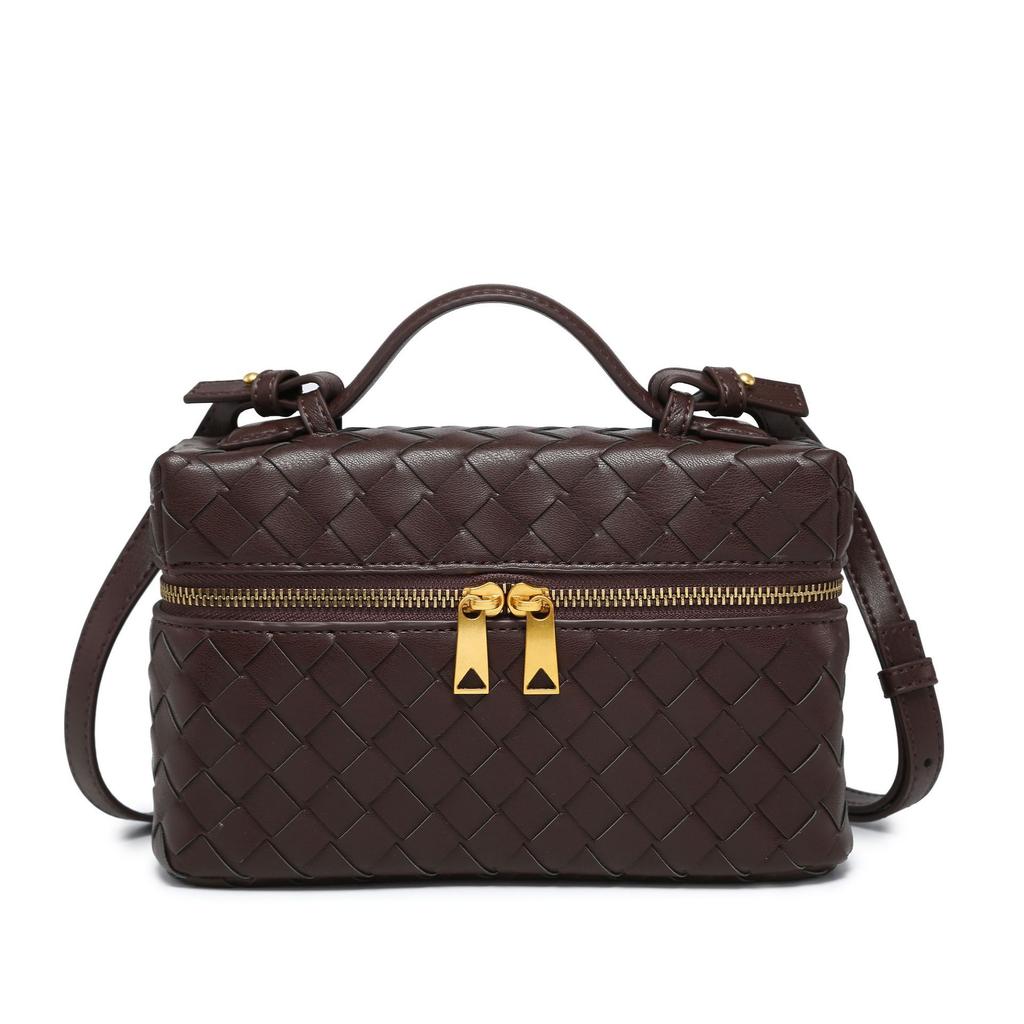 Box Cosmetic Bag Lunch Box Bag Shoulder Crossbody 23cm Hand-woven Portable Small Square Bag Factory Wholesale