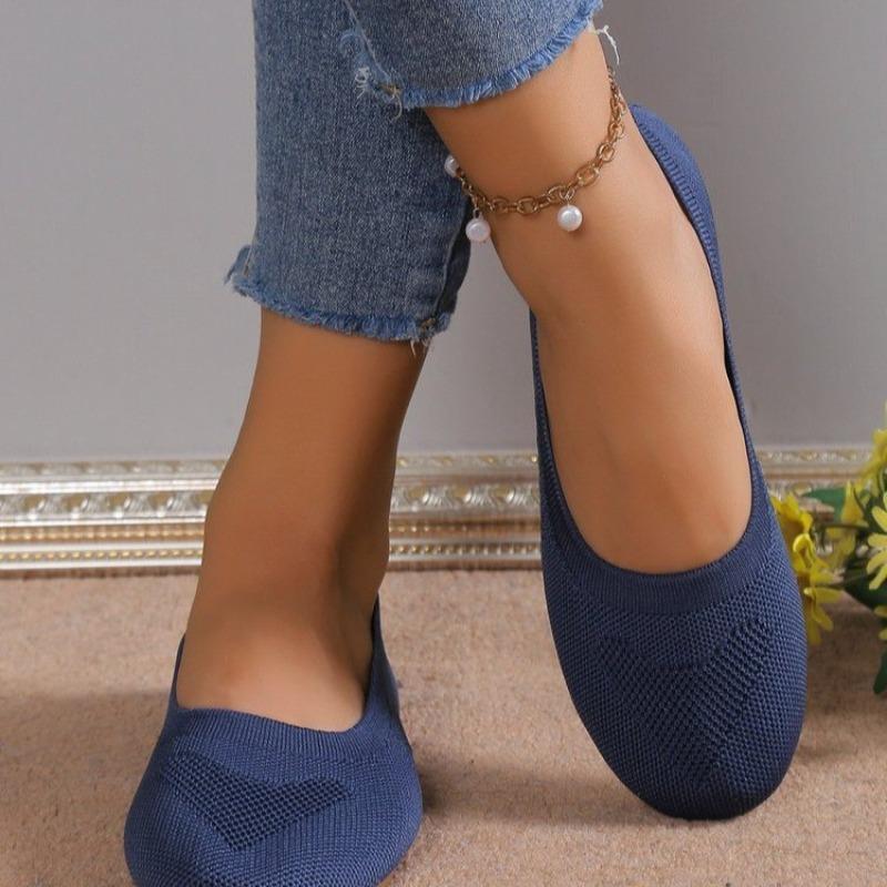 Spring and Summer New Fly-woven Mesh Shallow Mouth Single Shoes Women's Large Size One-pedal Casual Shoes Doudou Shoes