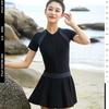 Summer Pool Dress With Collared Splicing Pattern For Beach Vacation And Yoga Practice