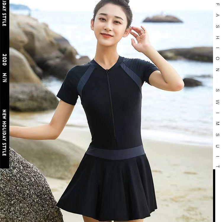Summer Pool Dress With Collared Splicing Pattern For Beach Vacation And Yoga Practice