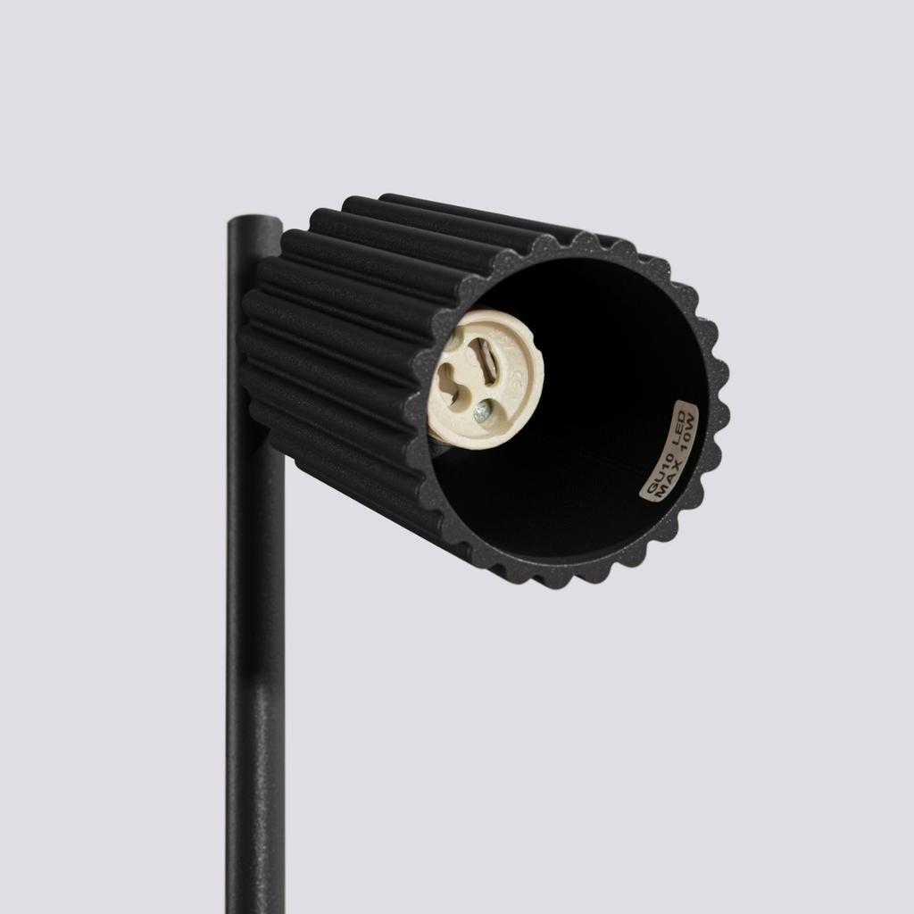 Lampka Biurkowa Nowoczesna Czarna Ruchomy Karbowany Reflektorek Włącznik 1Xgu10 10W Karbon Sollux Lighting