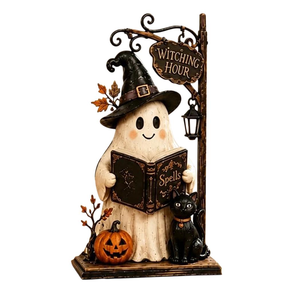 Halloween Tabletop Decor Wooden Signs, Haunted House & Pumpkin Stack, Spooky Festival Ornament
