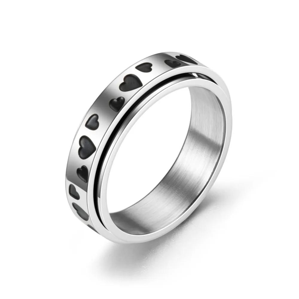 Trendy Punk Anxiety Ring for Women And Men with Moon Design Stainless Steel Anti-Stress Fidget Ring Fashionable Rotating