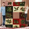 Holly Berry Plaid Vintage Holiday Throw Blanket For Sofa Zone Classic Design Blanket Mat Accent