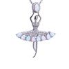 Dance Plated Crystal Ballerina Pendant Necklace Opal Top Dancer Charm Neck Jewelry Ballet Competition Gift Girls Dance Necklace