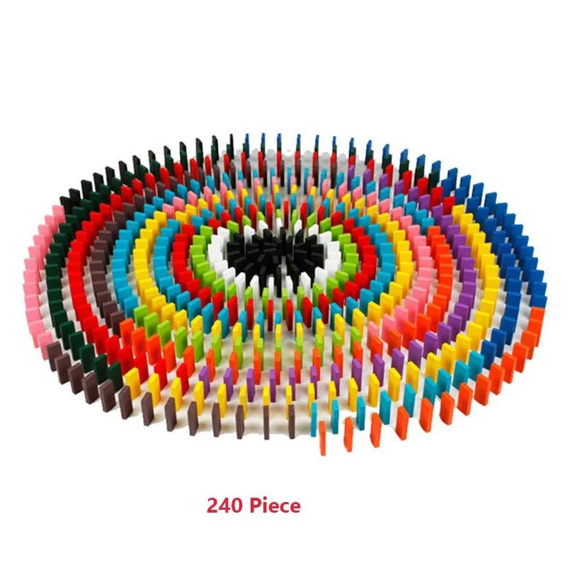 120/240Pcs Wooden Domino Toys Children Colored Rainbow Dominoes Building Blocks Kits Montessori Educational Toy Interactive Game